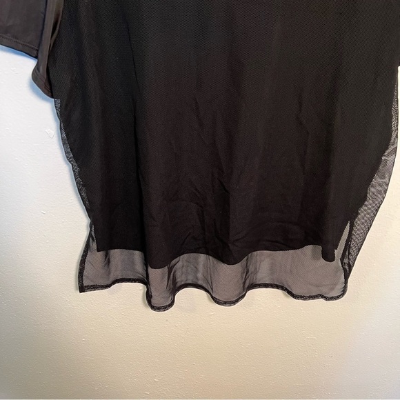 Short Sleeve Blouse Black Mesh Yoke Back - Picture 5 of 8